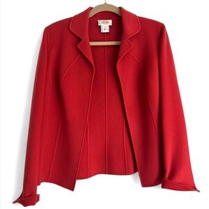 Talbots Vintage Wool Blazer Jacket Orange Open Front Work Wear Holiday Size 10